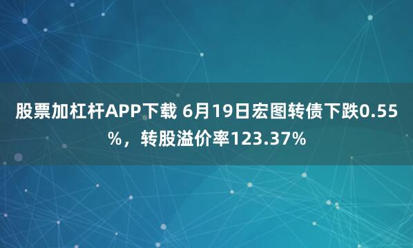 股票加杠杆APP下载 6月19日宏图转债下跌0.55%，转股溢价率123.37%